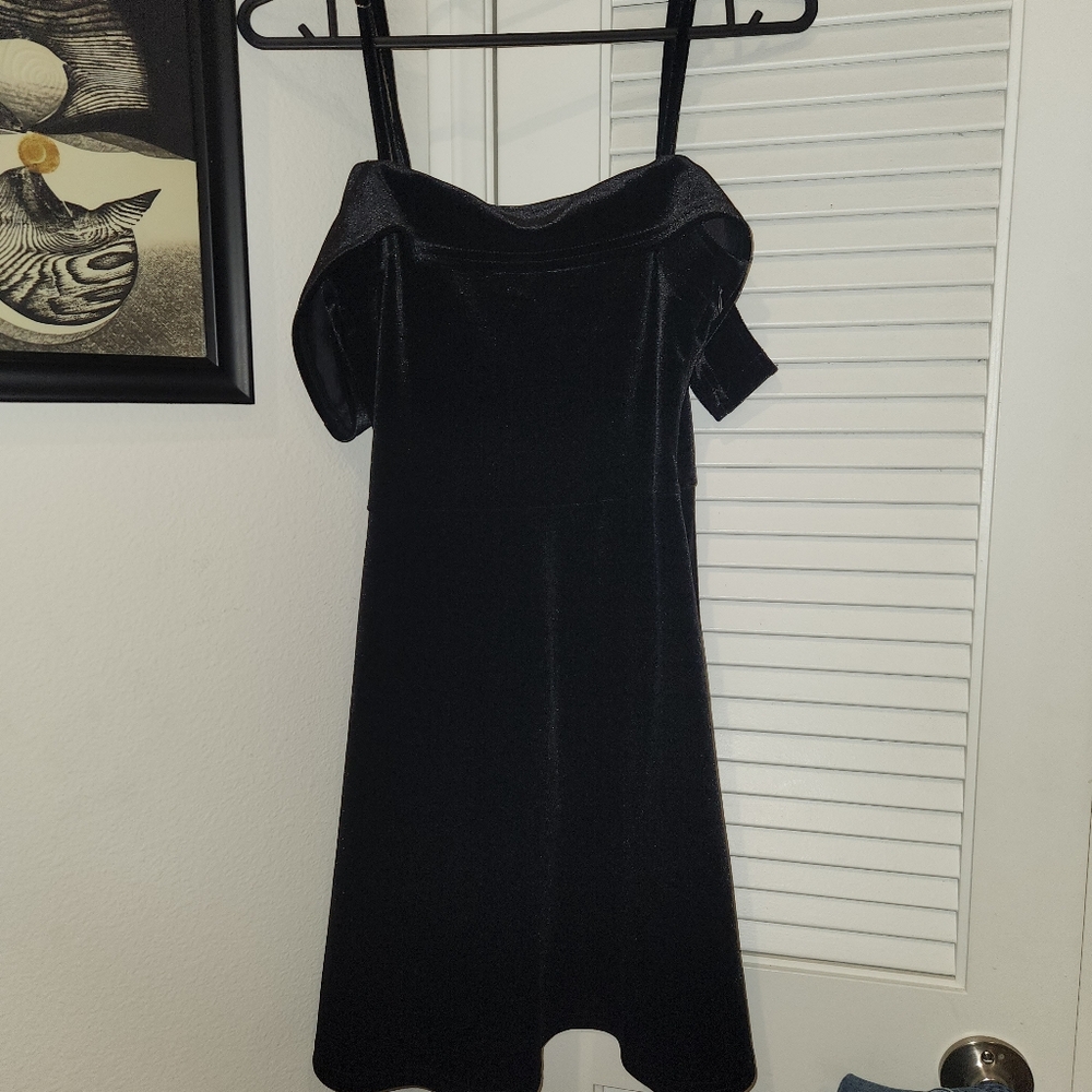 Lulu's mini black velvet dress